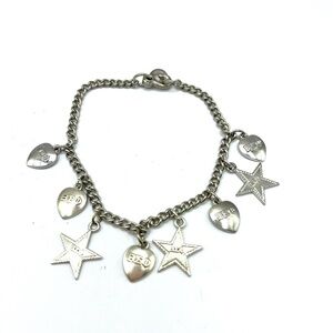 Sterling Silver 50's 60’s BETA SIGMA PHI Heart Star Charm Vintage Bracelet